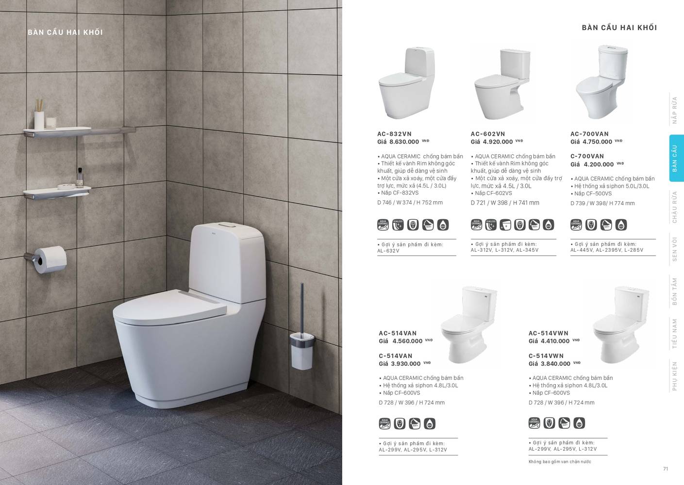 Thiết bị vệ sinh INAX Catalogue và Bảng giá mới nhất 2026 /Page 35